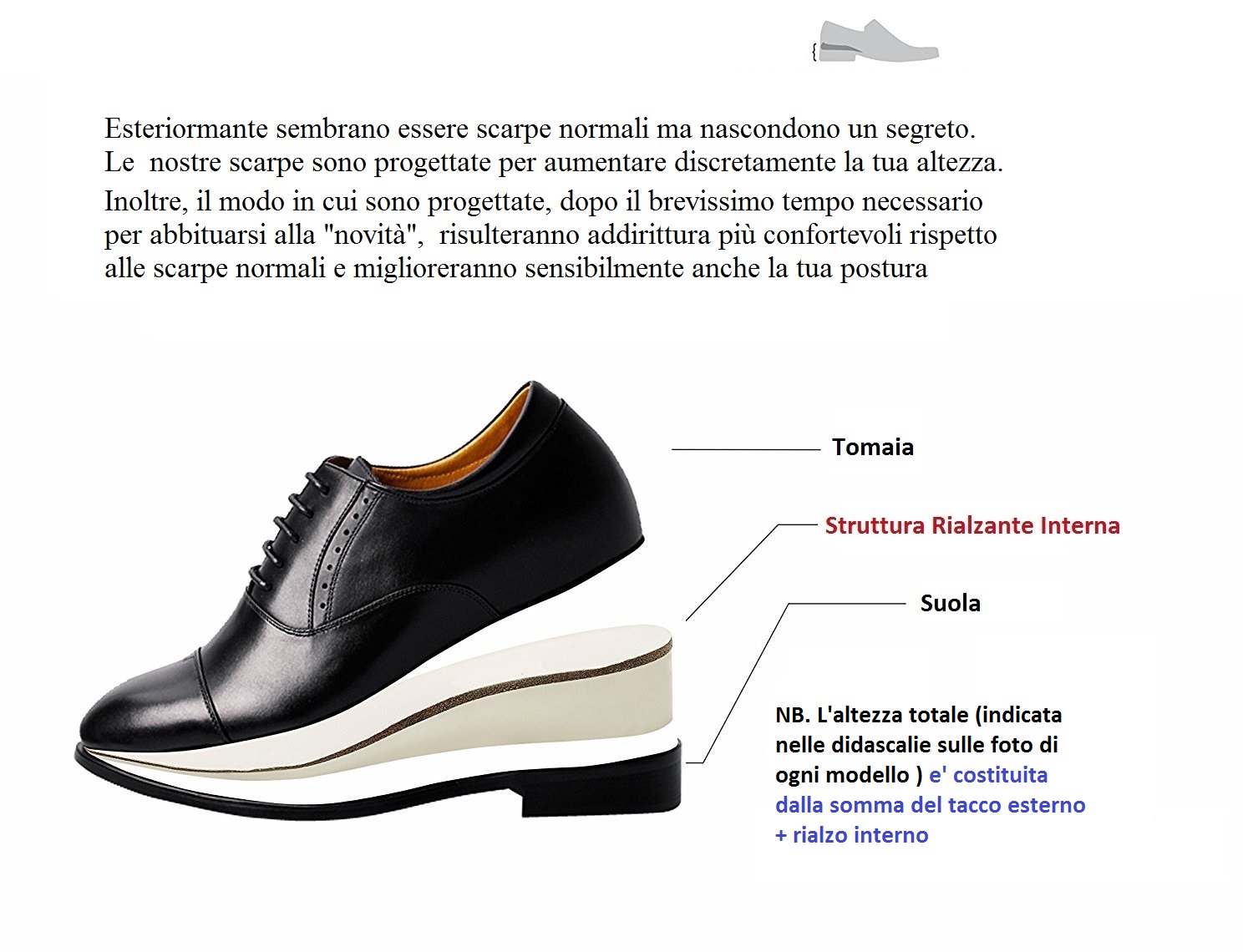 scarpe rialzate uomo